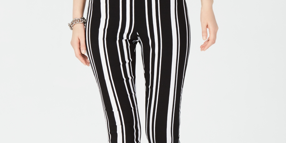 Calça listrada masculina INC International Concepts, preta, tamanho 2, pequena