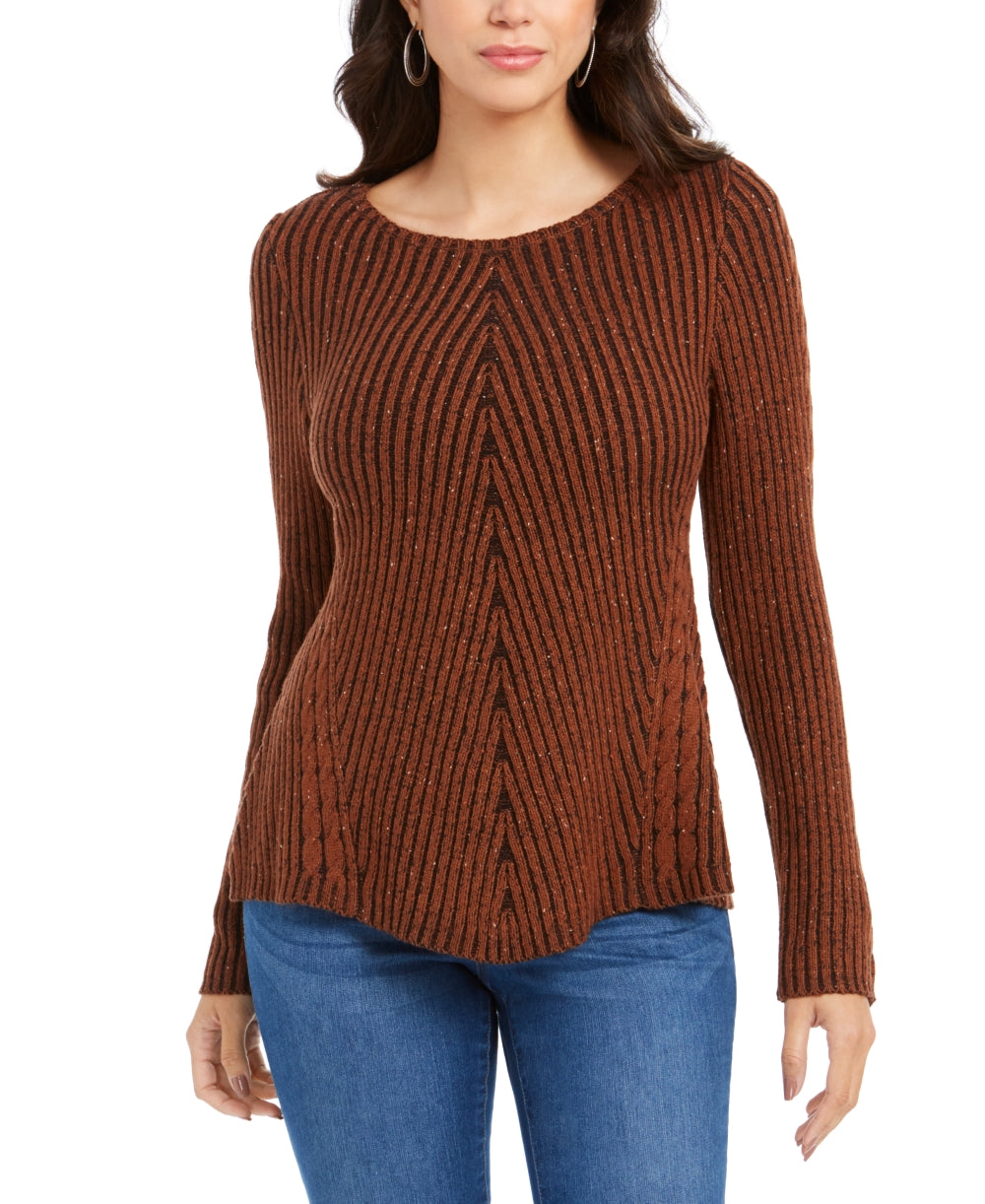 Camiseta feminina texturizada com manchas e gola redonda, tamanho bege, tamanho pequeno P