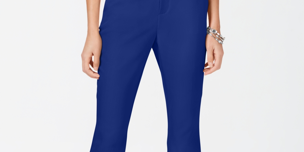 Calça feminina cropped reta INC International Concepts, azul, tamanho 6