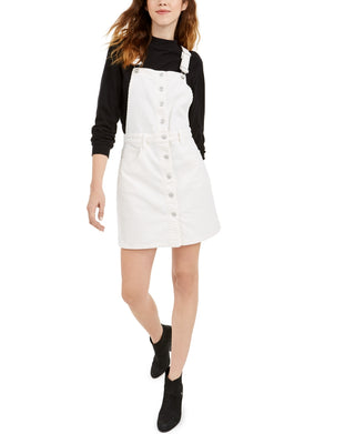 Oat Women's Corduroy Overall Jumper Dress White Size 10