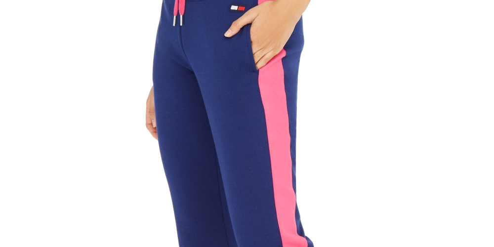Calça jogger feminina Tommy Hilfiger Sport Colorblocked azul tamanho pequeno