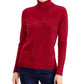 Suéter feminino de gola alta JM Collection, vermelho, tamanho grande