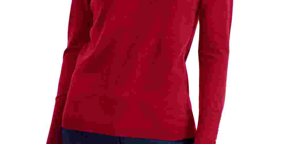 Suéter feminino de gola alta JM Collection, vermelho, tamanho grande