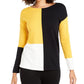 Blusa Alfani Feminina Ombro Caído Colorblock Amarelo Tamanho Pequeno Médio