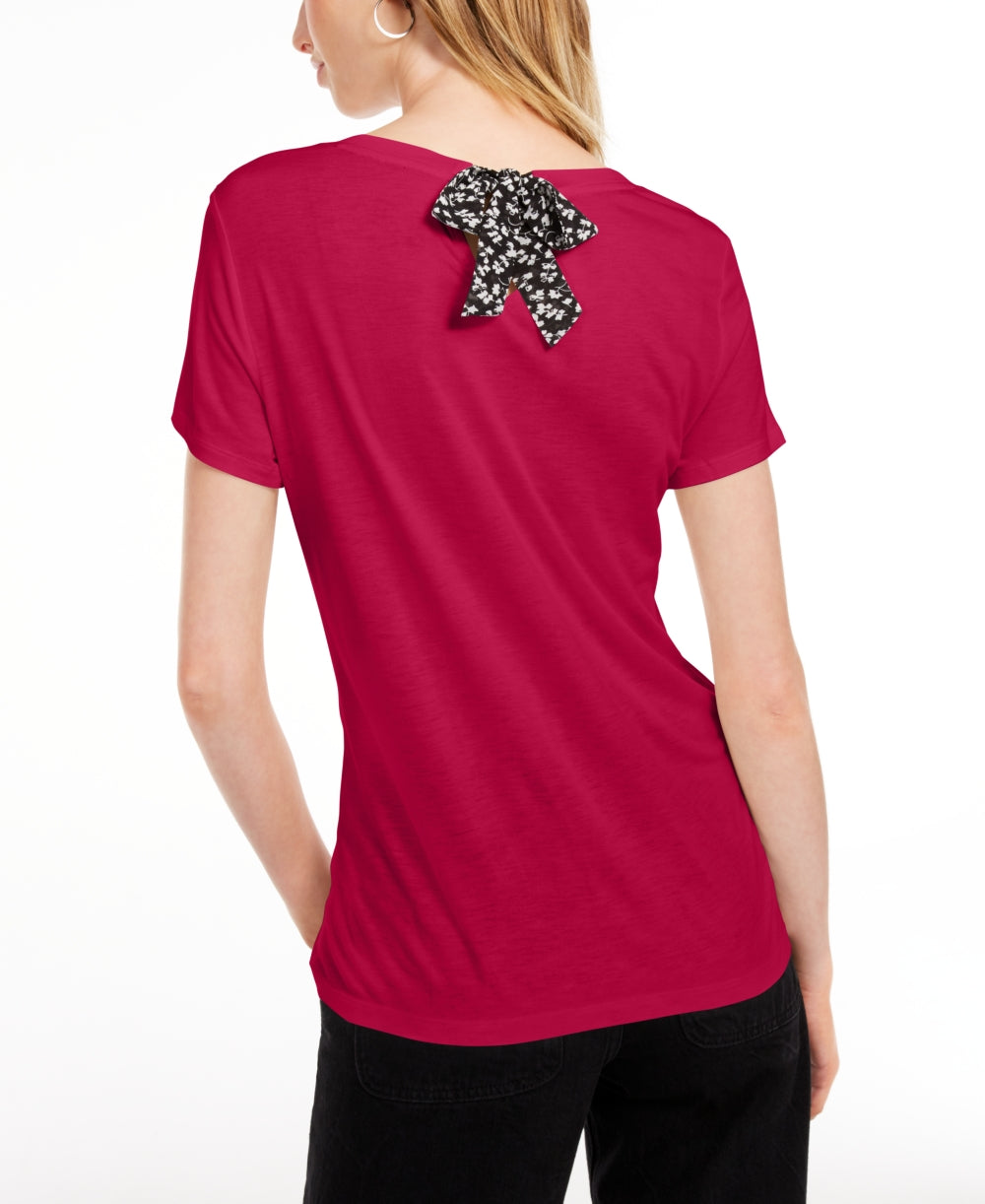 Camiseta feminina lisa com amarração nas costas Maison Jules, vermelha, tamanho pequeno