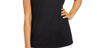 Blusa feminina sem mangas com decote careca Charter Club, preta, tamanho extragrande