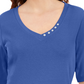 Blusa feminina Karen Scott com decote em V e detalhes em botões, azul, tamanho médio