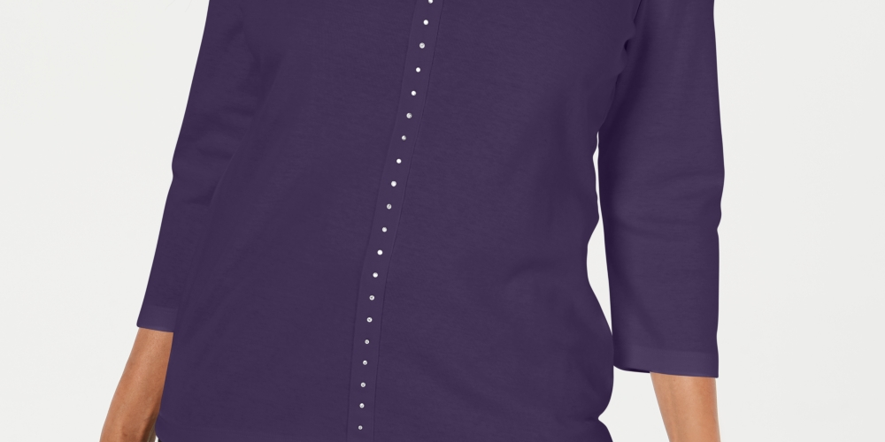 Karen Scott Top Feminino Gola V com Tachas Roxo Tamanho GG