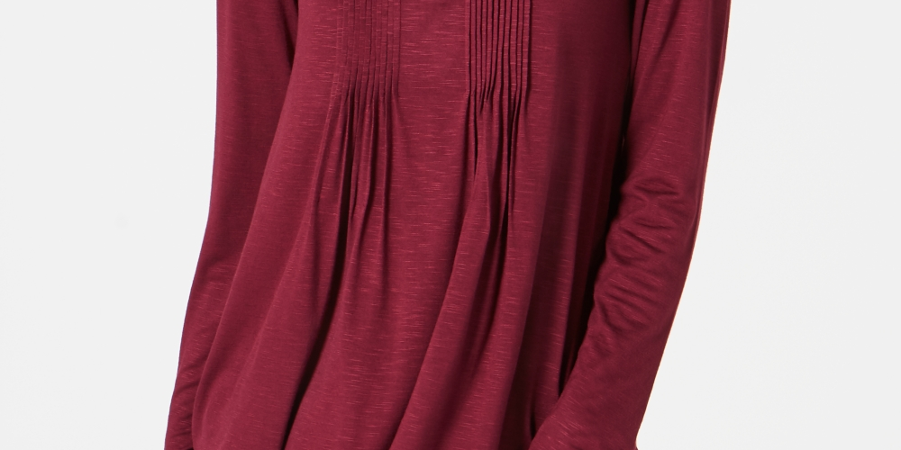 Blusa Pintuck Feminina Estilo &amp; Co Vermelha Tamanho Pequeno Grande