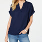 Blusa feminina Charter Club com decote aberto e manga curta, azul, tamanho PS/M