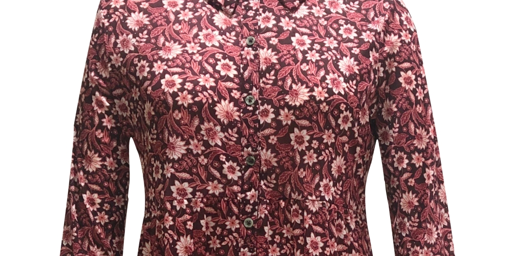 Túnica feminina com estampa floral estilo &amp; co, vinho, tamanho médio