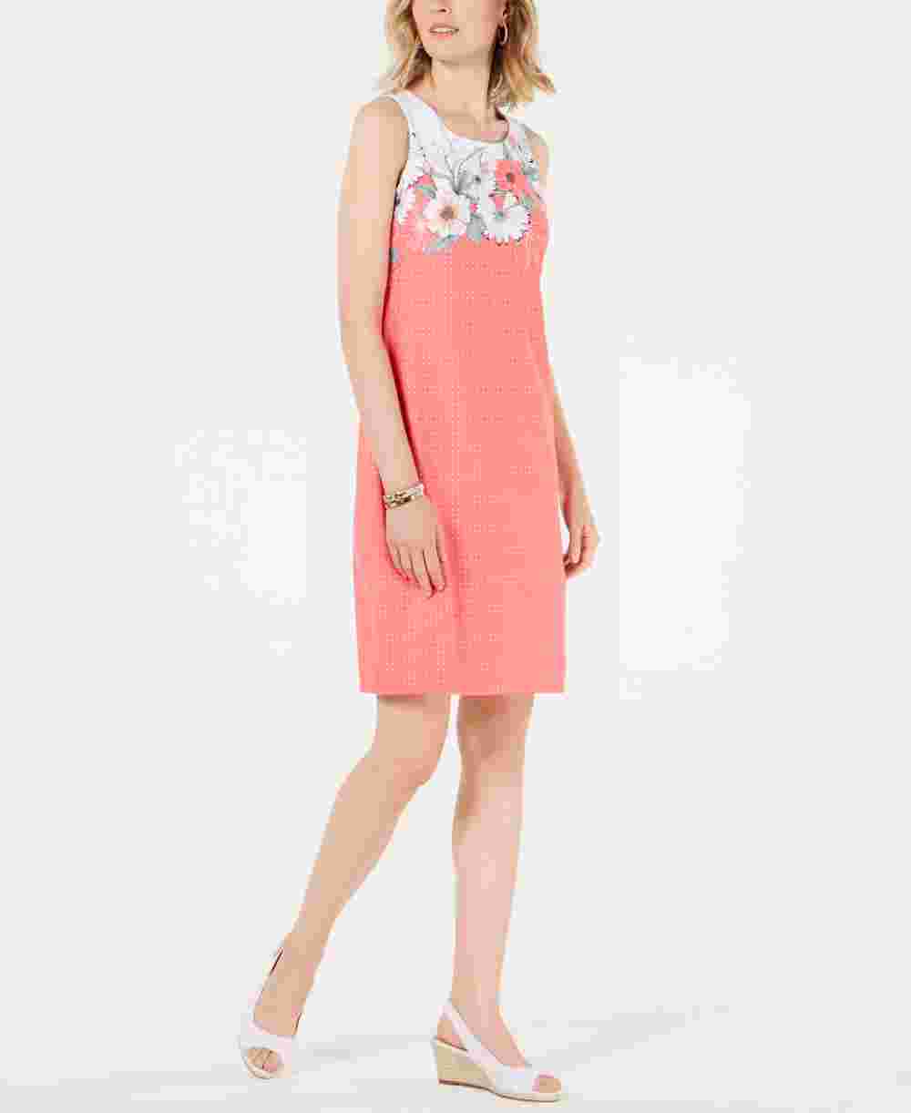 Vestido feminino com estampa floral Charter Club, rosa, tamanho XX-G