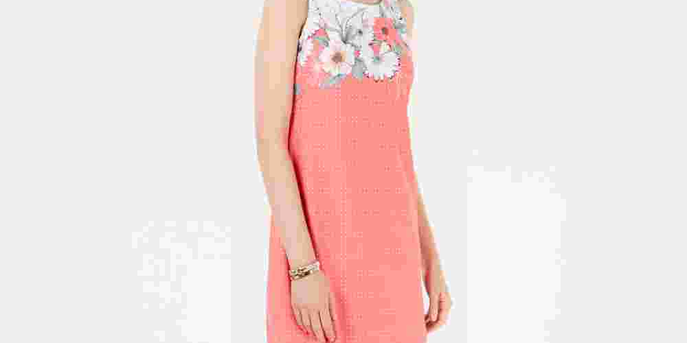 Vestido feminino com estampa floral Charter Club, rosa, tamanho XX-G
