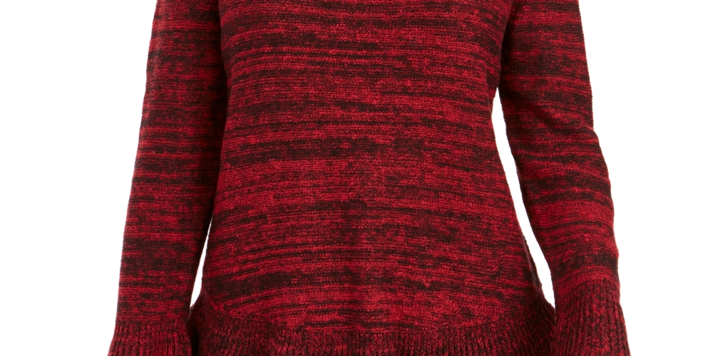 Suéter túnica feminino com babados e bainha estilo &amp; co, vermelho, tamanho pequeno M