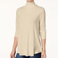JM Collection Blusa feminina de gola alta bege tamanho pequeno médio