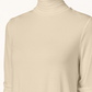 JM Collection Blusa feminina de gola alta bege tamanho pequeno médio