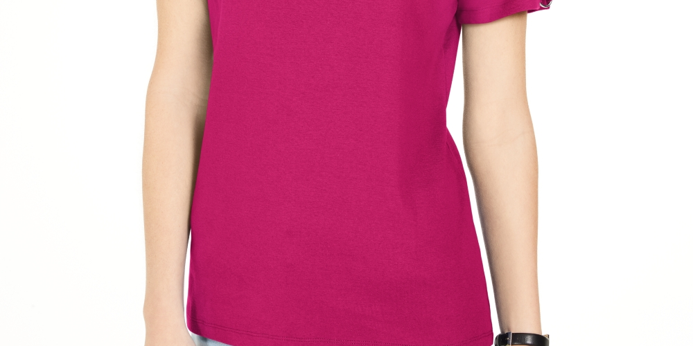 Karen Scott Top feminino com recorte triplo e argola rosa tamanho P