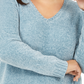 Karen Scott Suéter Feminino Plus com Gola V em Chenille Azul Pastel Tamanho 1X