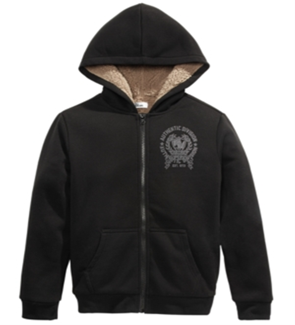 Moletom com capuz e zíper completo Epic Threads Big Boy's com forro de lã, preto, tamanho pequeno