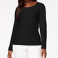 Blusa Dolman com Acabamento em Renda e Bolinhas Karen Scott Feminina, Preta, Tamanho P