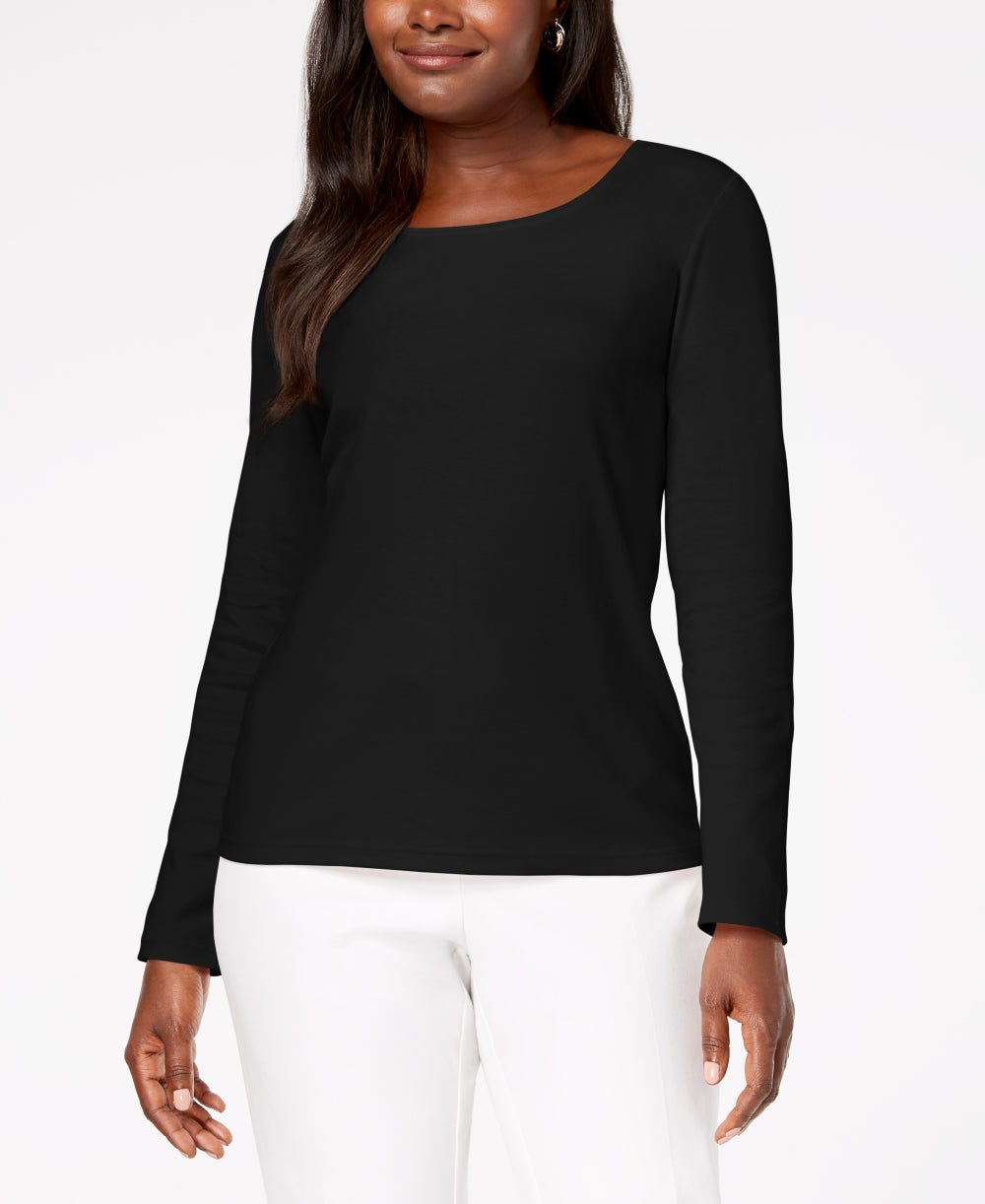 Blusa Dolman com Acabamento em Renda e Bolinhas Karen Scott Feminina, Preta, Tamanho P