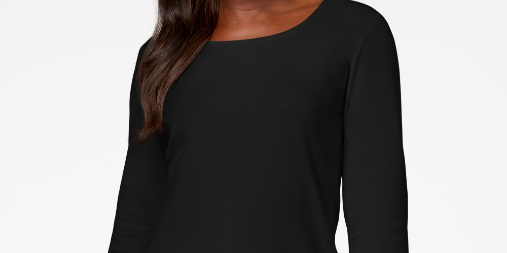 Blusa Dolman com Acabamento em Renda e Bolinhas Karen Scott Feminina, Preta, Tamanho P
