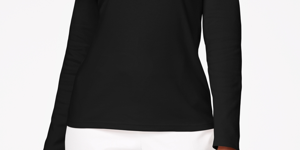 Blusa Dolman com Acabamento em Renda e Bolinhas Karen Scott Feminina, Preta, Tamanho P