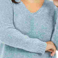 Karen Scott Suéter Feminino Plus com Gola V em Chenille Azul Tamanho 2X