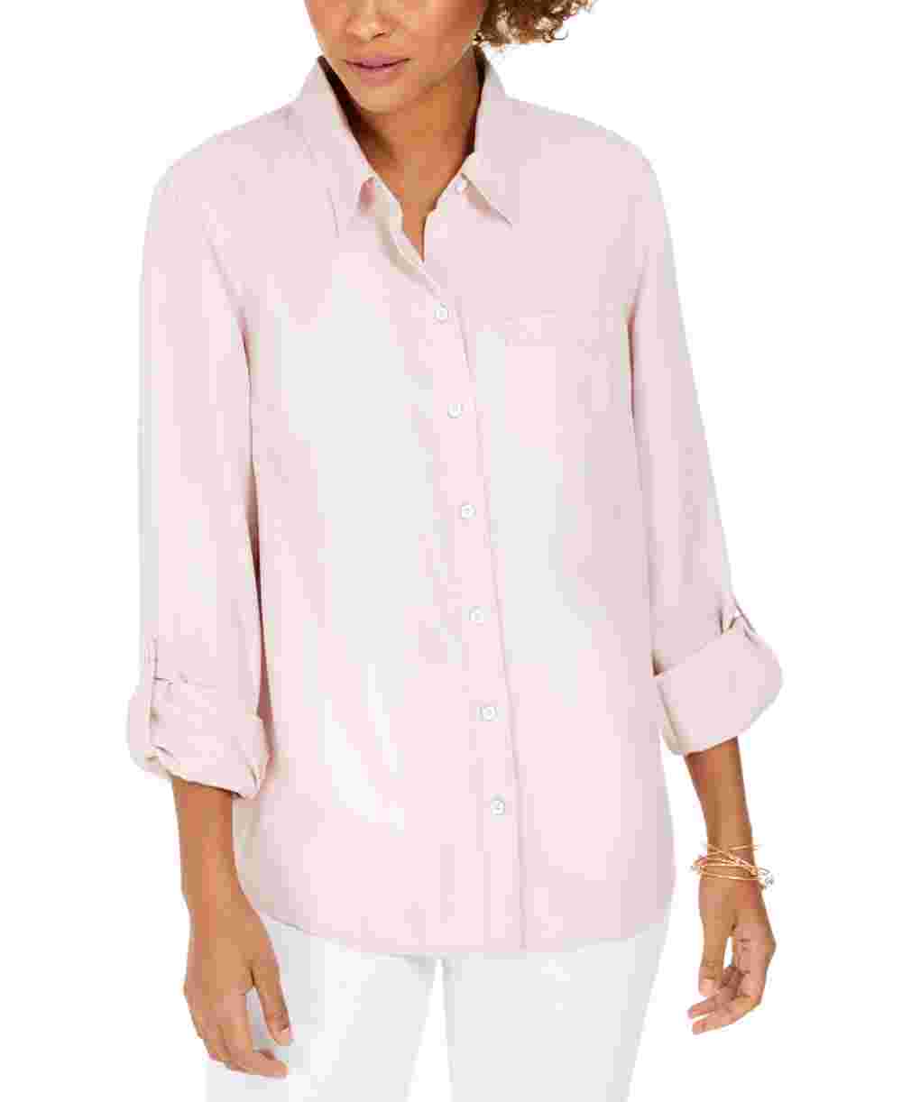 Camisa feminina Style &amp; Co com um bolso, rosa, tamanho extragrande
