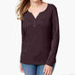 Karen Scott Feminino Algodão Henley Topl Marrom Grande