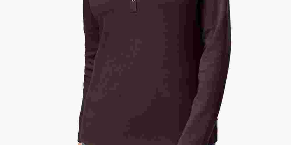 Karen Scott Feminino Algodão Henley Topl Marrom Grande