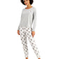 Conjunto de pijama feminino Jenni com calça de lã e máscara para os olhos, 3 peças, cinza, tamanho grande