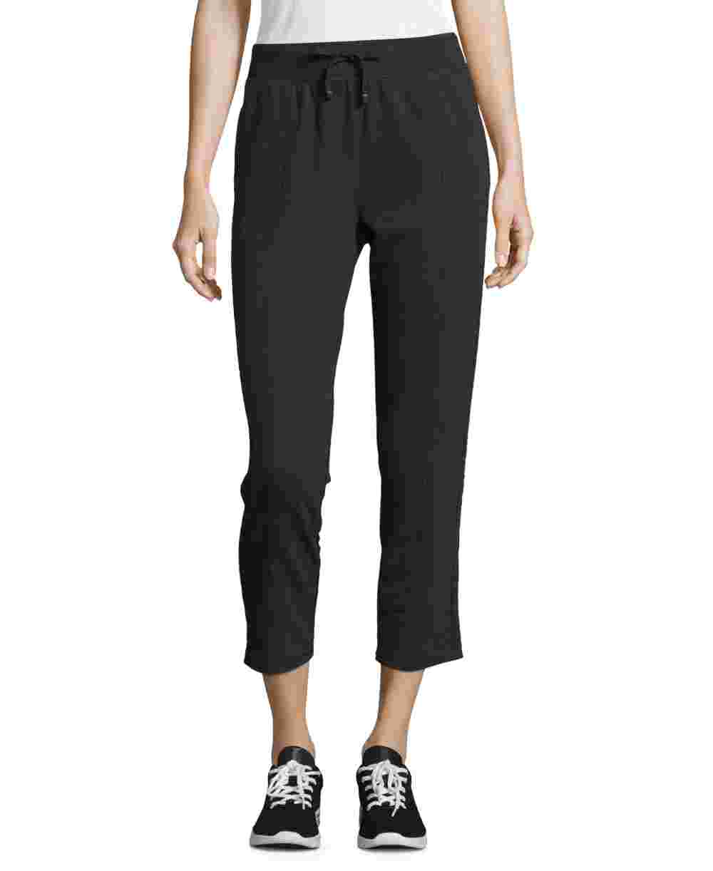 Calça feminina Champion Varsity Stripe Ankle, preta, tamanho X-S