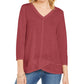 Estilo &amp; Co Feminino Detalhe de Costura Alto Baixo Top Rosa Tamanho P