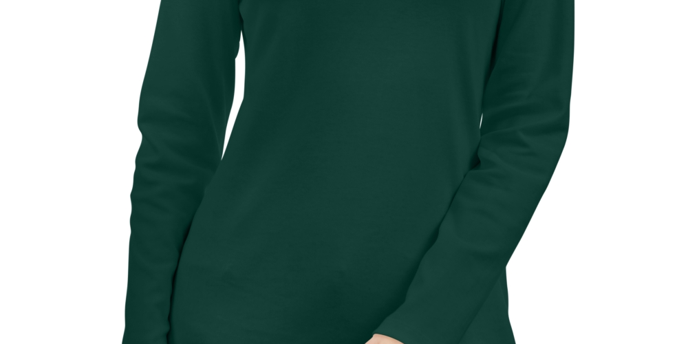 Karen Scott, blusa feminina de algodão com gola alta, verde, tamanho XX-G