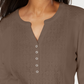 Karen Scott Top Henley Feminino com Renda Frontal Marrom Tamanho X-S