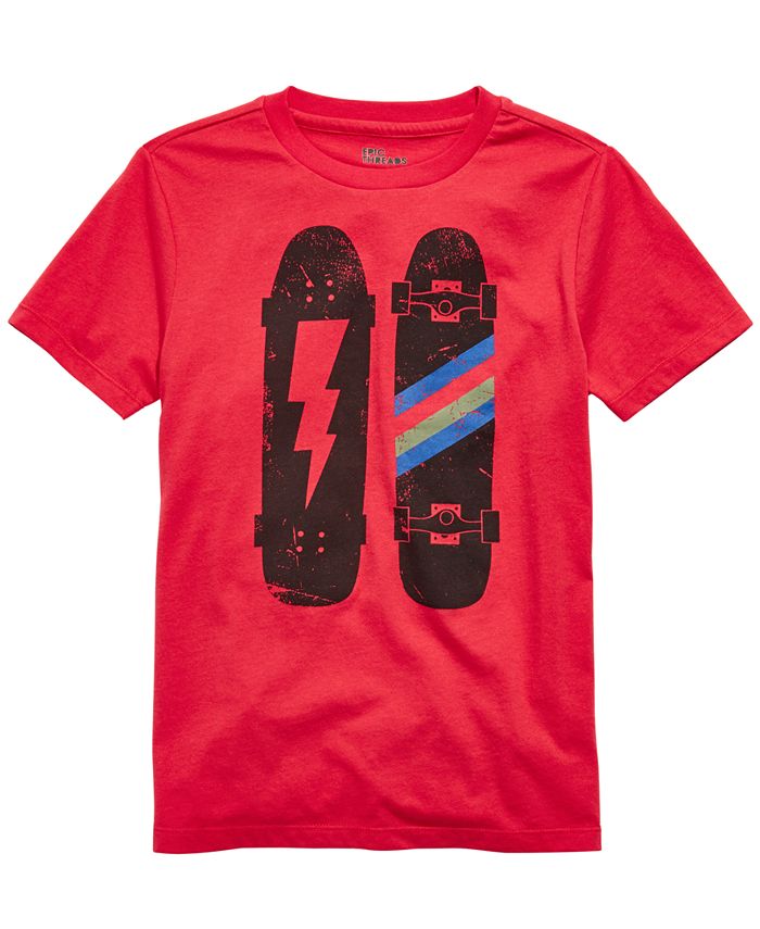 Camiseta Epic Threads Big Boy's Skateboard Bolt Vermelha Tamanho Grande