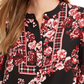 Charter Club Top Henley Feminino Estampado Misto Vermelho Tamanho Pequeno Pequeno