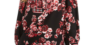 Charter Club Top Henley Feminino Estampado Misto Vermelho Tamanho Pequeno Pequeno