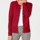 Cardigan feminino com gola redonda Charter Club, vermelho, tamanho pequeno, médio