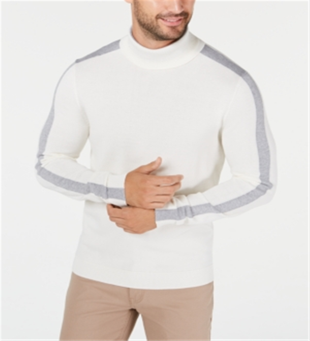 Blusa de gola alta Alfani masculina com blocos de cores, branca, tamanho XXX-G