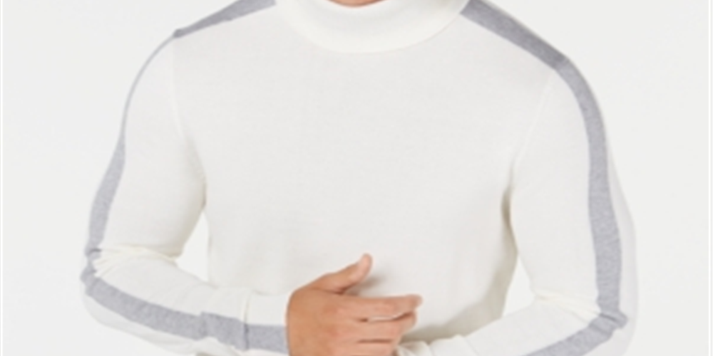 Blusa de gola alta Alfani masculina com blocos de cores, branca, tamanho XXX-G