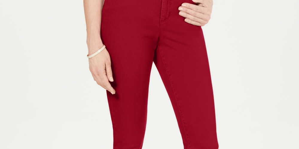 Calça jeans feminina Charter Club Tummy Control Bristol Capri vermelha tamanho 10