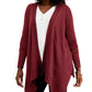 Cardigan feminino com bainha texturizada e frente em cascata, tamanho grande, vermelho, da coleção JM