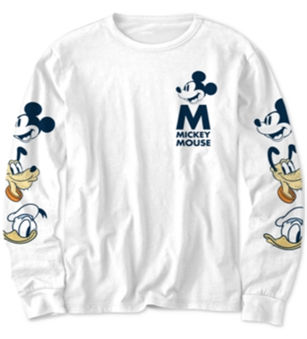 Camiseta com cabeças de personagens do Mickey Mouse da Disney Big Boy, tamanho grande, branca