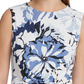 Top DKNY feminino com estampa floral e nó lateral, azul, tamanho extragrande