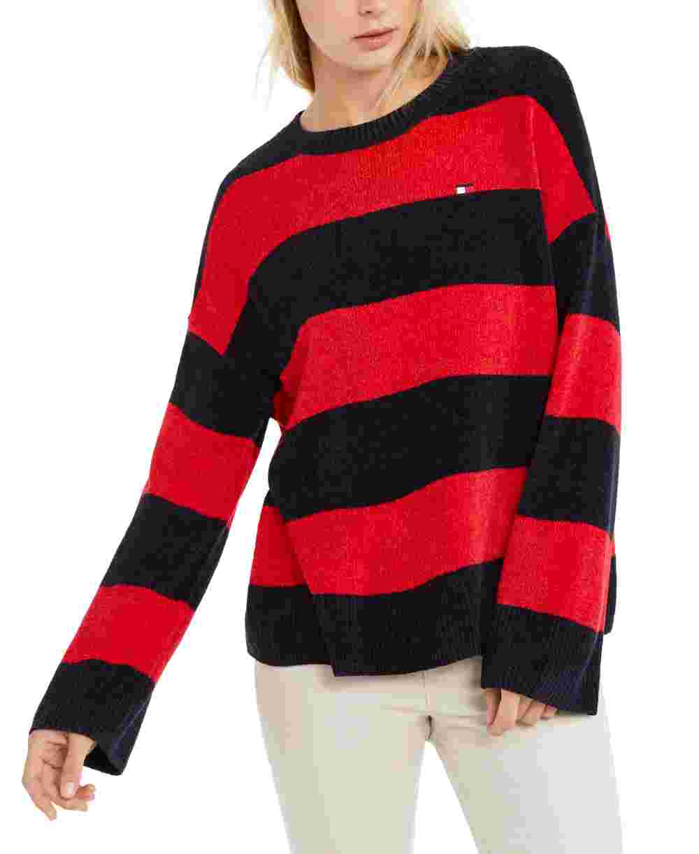 Blusa Tommy Hilfiger Feminina Colorblock Manga Longa Gola Redonda Tamanho XL