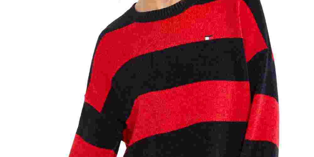 Blusa Tommy Hilfiger Feminina Colorblock Manga Longa Gola Redonda Tamanho XL