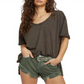 Camiseta feminina Raven Feather da Free People - Cinza, tamanho P
