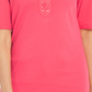 Karen Scott Blusa feminina de algodão com cadarço e manga cotovelo, rosa, tamanho pequeno